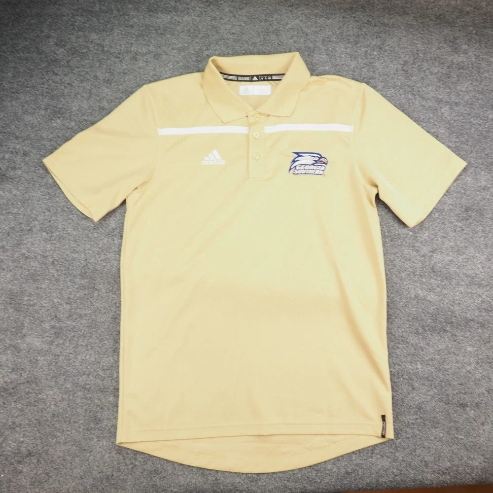 Georgia Southern Polo Mens Small Adidas Gold Solid Climalite GSU Eagles Sporty